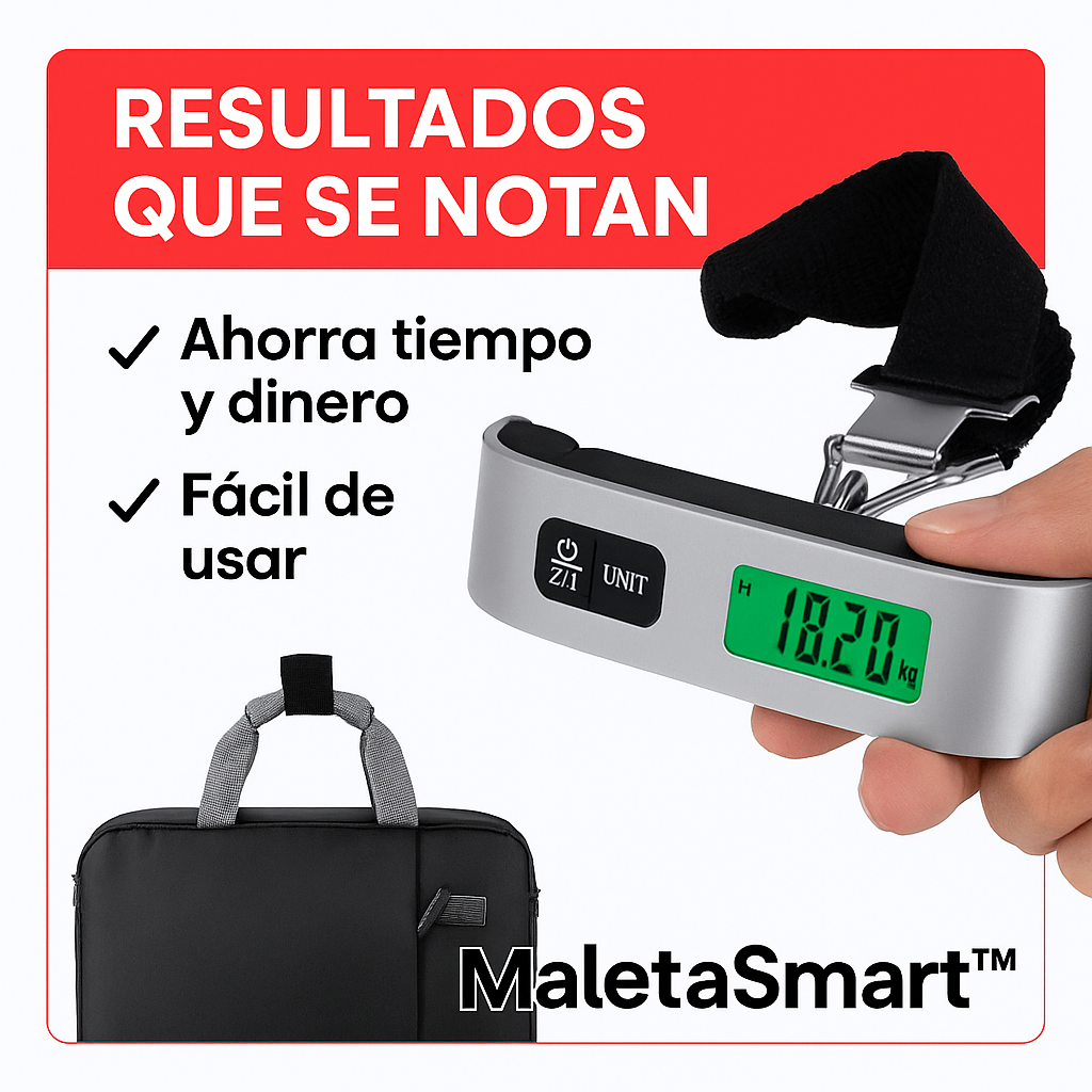 MaletaSmart™ – Pesa antes de volar - Pesa dijital Maleta EQUIPAJE Viajes 50Kg